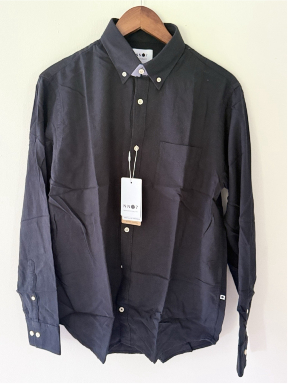 NWT NN07 No Nationality Men’s M Black Button Down Shirt Better Cotton Pocket